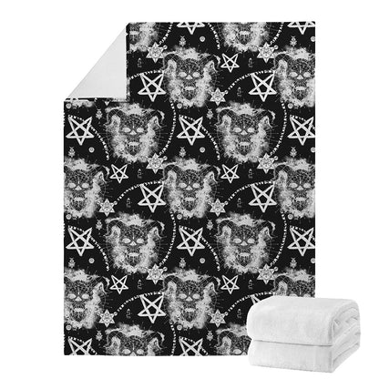 Black And White Wicca Devil Skull Print Blanket