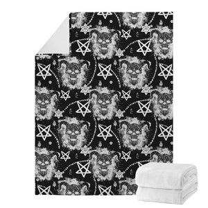 Black And White Wicca Devil Skull Print Blanket