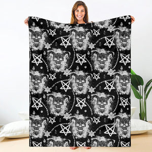 Black And White Wicca Devil Skull Print Blanket