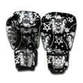 Black And White Wicca Devil Skull Print Boxing Gloves