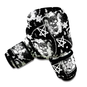 Black And White Wicca Devil Skull Print Boxing Gloves