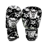 Black And White Wicca Devil Skull Print Boxing Gloves