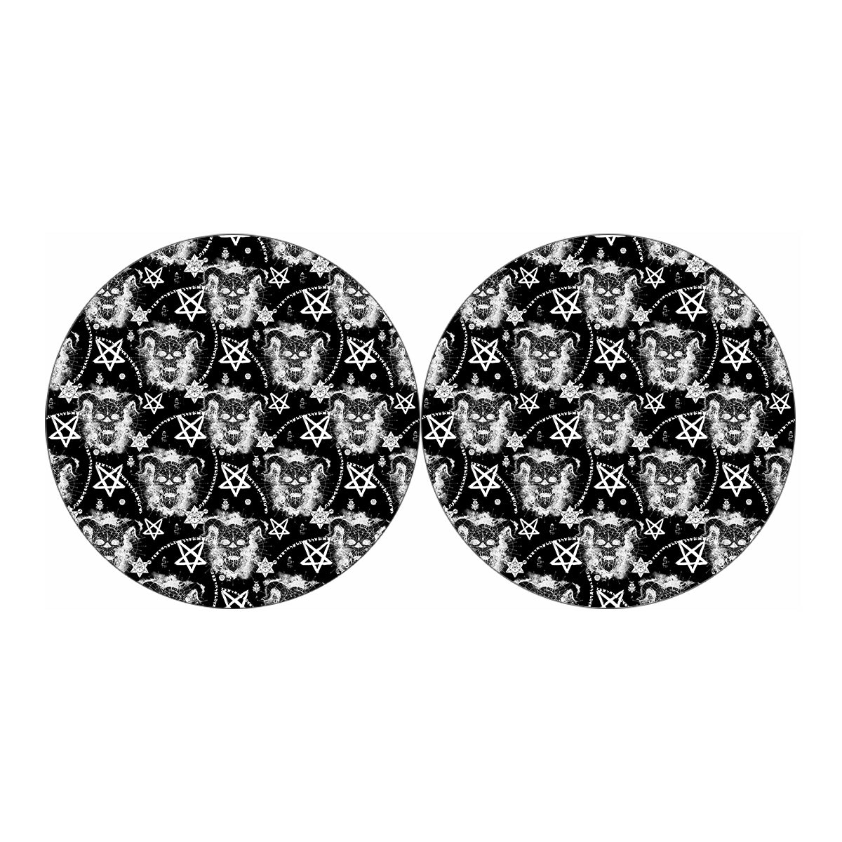 Black And White Wicca Devil Skull Print Car Coasters