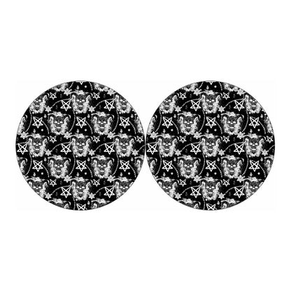 Black And White Wicca Devil Skull Print Car Coasters