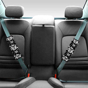 Black And White Wicca Devil Skull Print Car Seat Belt Covers