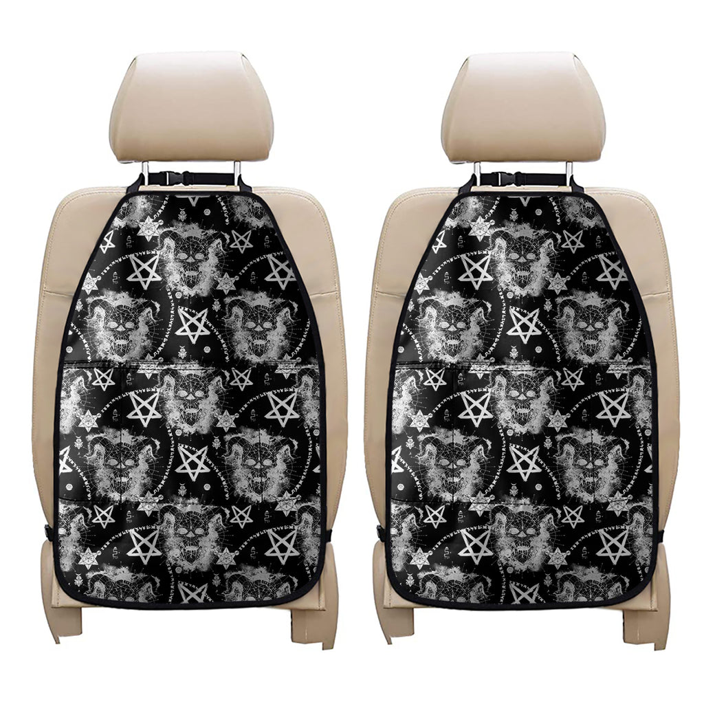 Black And White Wicca Devil Skull Print Car Seat Organizers