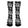 Black And White Wicca Devil Skull Print Crew Socks