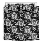 Black And White Wicca Devil Skull Print Duvet Cover Bedding Set