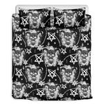 Black And White Wicca Devil Skull Print Duvet Cover Bedding Set