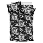 Black And White Wicca Devil Skull Print Duvet Cover Bedding Set