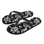 Black And White Wicca Devil Skull Print Flip Flops