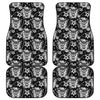 Black And White Wicca Devil Skull Print Front and Back Car Floor Mats