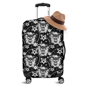 Black And White Wicca Devil Skull Print Luggage Cover