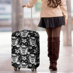 Black And White Wicca Devil Skull Print Luggage Cover