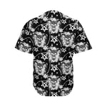 Black And White Wicca Devil Skull Print Men's Baseball Jersey