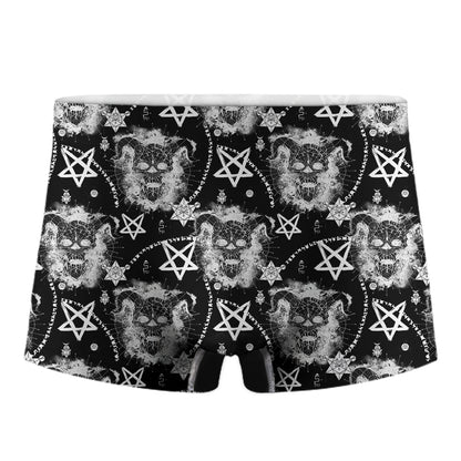 Black And White Wicca Devil Skull Print Men's Boxer Briefs
