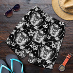 Black And White Wicca Devil Skull Print Men's Shorts