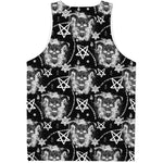 Black And White Wicca Devil Skull Print Men's Tank Top