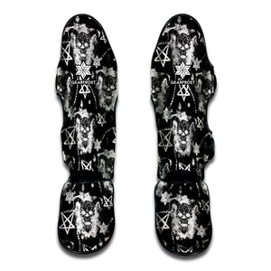 Black And White Wicca Devil Skull Print Muay Thai Shin Guard