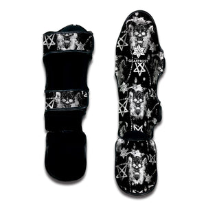 Black And White Wicca Devil Skull Print Muay Thai Shin Guard