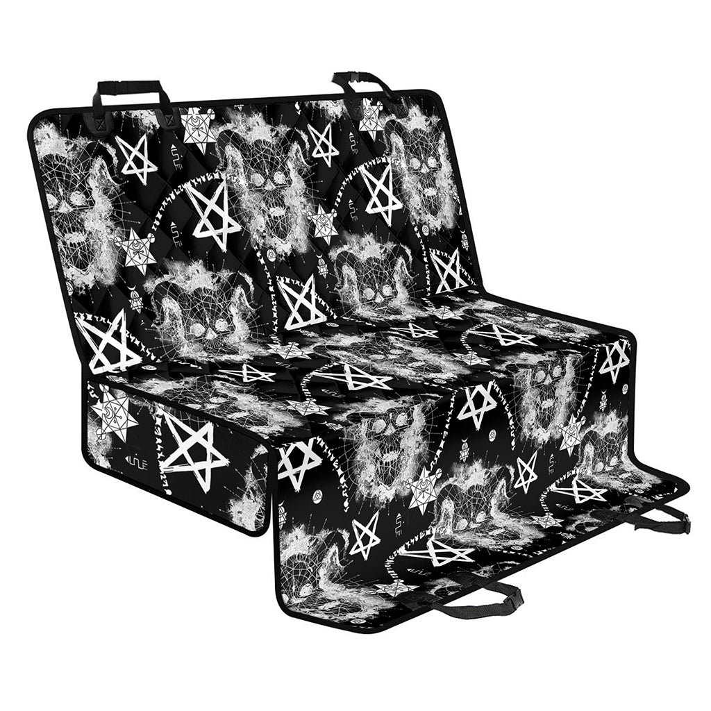 Black And White Wicca Devil Skull Print Pet Car Back Seat Cover