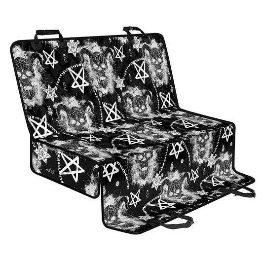 Black And White Wicca Devil Skull Print Pet Car Back Seat Cover