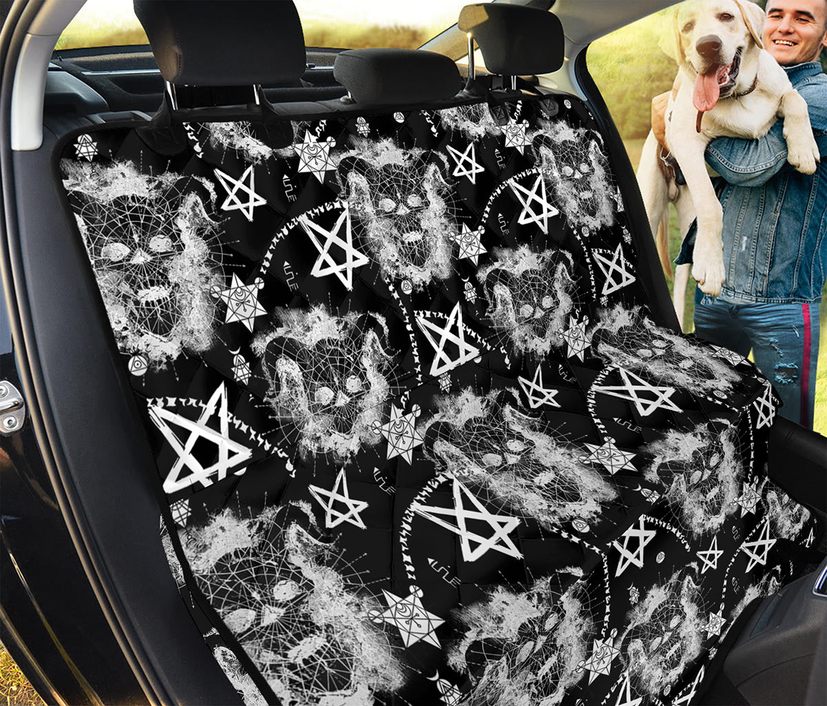 Black And White Wicca Devil Skull Print Pet Car Back Seat Cover