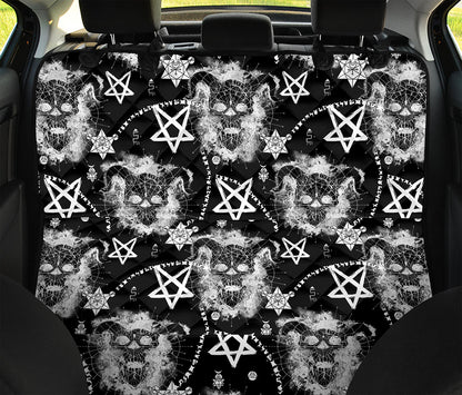Black And White Wicca Devil Skull Print Pet Car Back Seat Cover