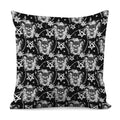Black And White Wicca Devil Skull Print Pillow Cover