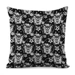 Black And White Wicca Devil Skull Print Pillow Cover