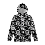 Black And White Wicca Devil Skull Print Pullover Hoodie