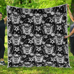 Black And White Wicca Devil Skull Print Quilt