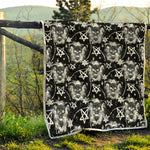 Black And White Wicca Devil Skull Print Quilt