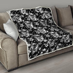 Black And White Wicca Devil Skull Print Quilt