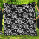 Black And White Wicca Devil Skull Print Quilt