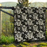 Black And White Wicca Devil Skull Print Quilt