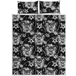 Black And White Wicca Devil Skull Print Quilt Bed Set