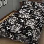 Black And White Wicca Devil Skull Print Quilt Bed Set