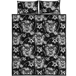 Black And White Wicca Devil Skull Print Quilt Bed Set