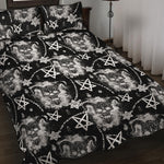 Black And White Wicca Devil Skull Print Quilt Bed Set