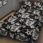 Black And White Wicca Devil Skull Print Quilt Bed Set