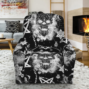 Black And White Wicca Devil Skull Print Recliner Slipcover