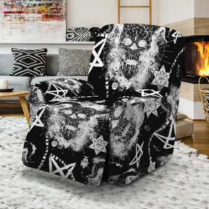 Black And White Wicca Devil Skull Print Recliner Slipcover