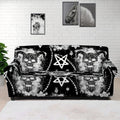 Black And White Wicca Devil Skull Print Sofa Cover