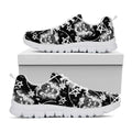 Black And White Wicca Devil Skull Print White Running Shoes