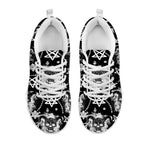 Black And White Wicca Devil Skull Print White Sneakers