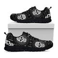 Black And White Wicca Evil Skull Print Black Running Shoes