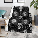 Black And White Wicca Evil Skull Print Blanket