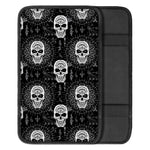 Black And White Wicca Evil Skull Print Car Center Console Cover