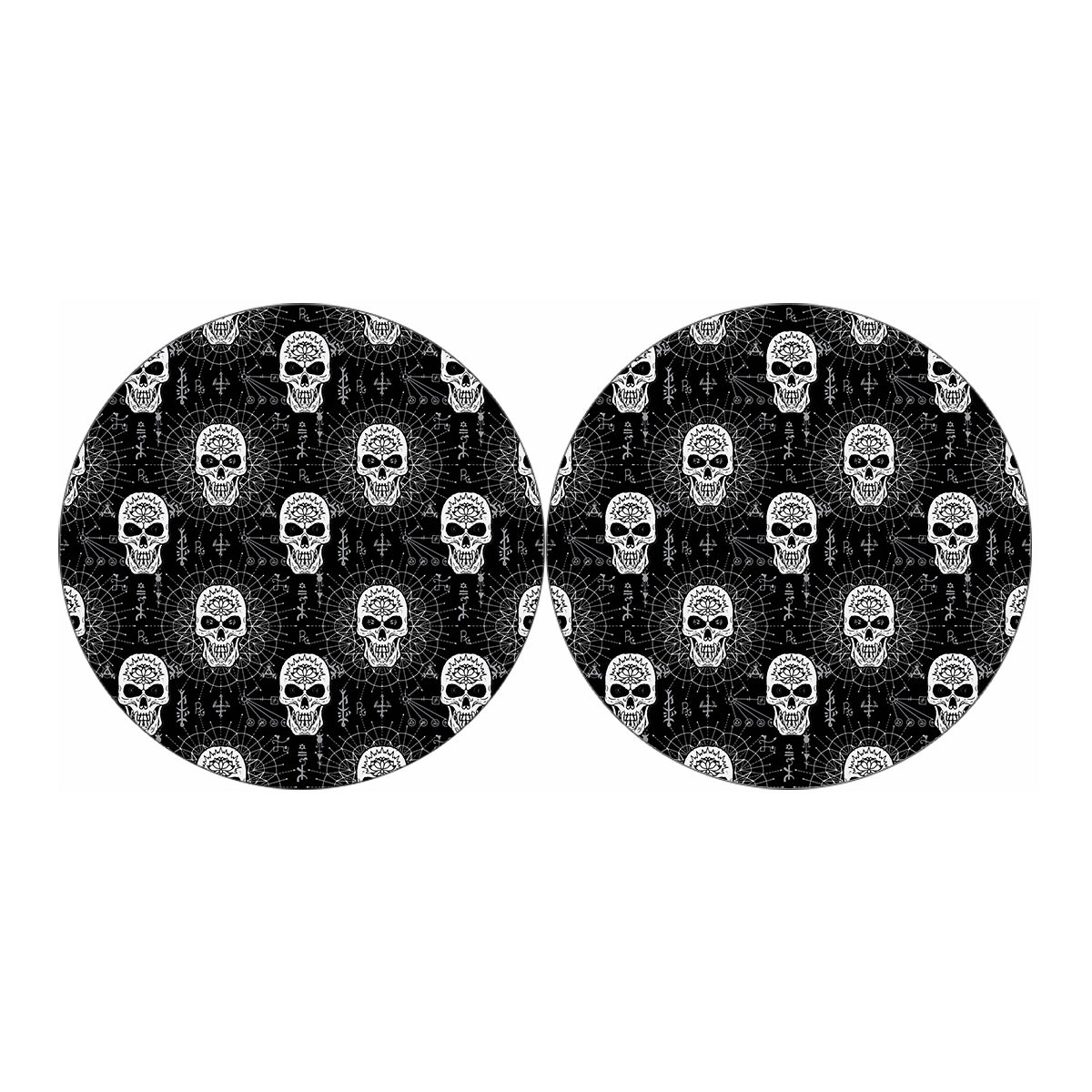 Black And White Wicca Evil Skull Print Car Coasters